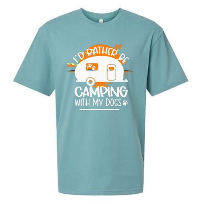 WoId Rather Be Camping With My Dogs Sueded Cloud Jersey T-Shirt