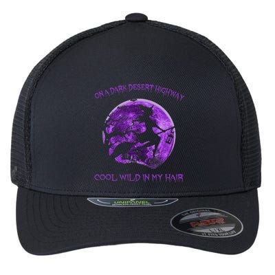 Witch Riding Brooms On A Dark Desert Highways Halloween Gift Flexfit Unipanel Trucker Cap