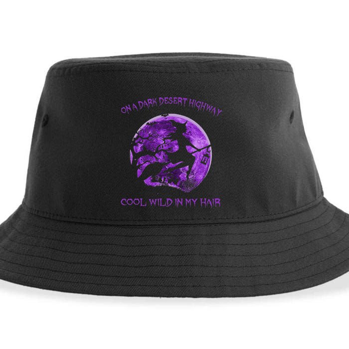Witch Riding Brooms On A Dark Desert Highways Halloween Gift Sustainable Bucket Hat