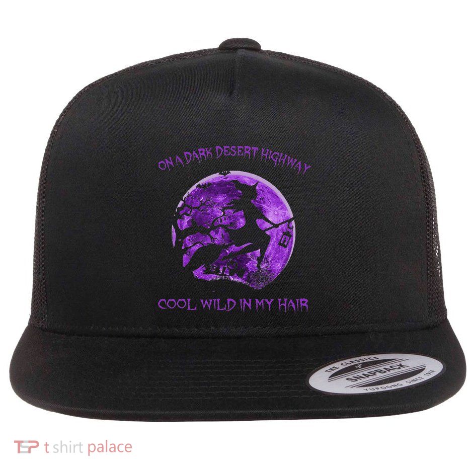 Witch Riding Brooms On A Dark Desert Highways Halloween Gift Flatbill Hat