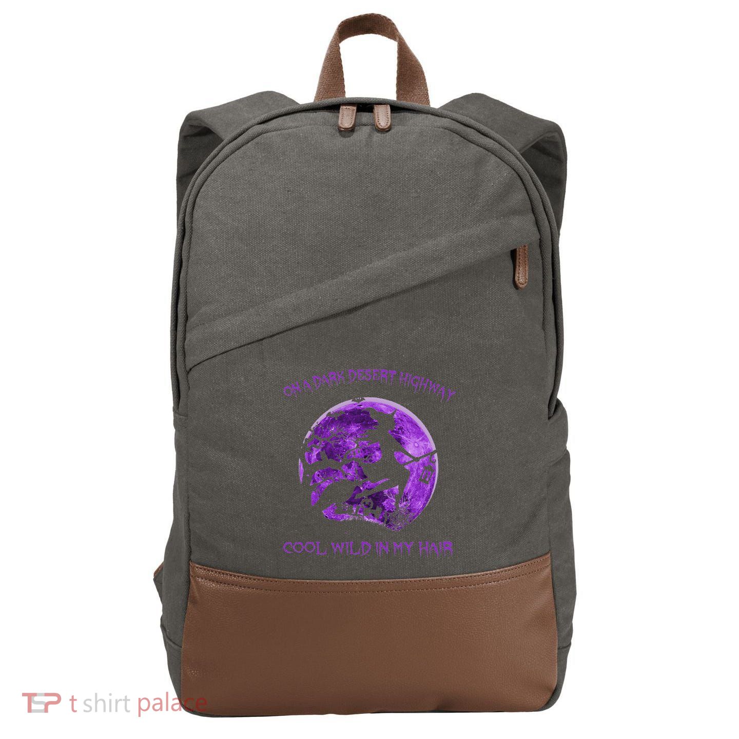 Witch Riding Brooms On A Dark Desert Highways Halloween Gift Cotton Canvas Backpack