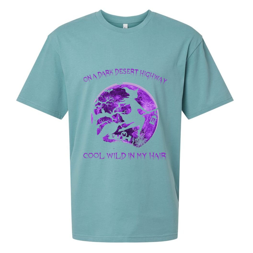 Witch Riding Brooms On A Dark Desert Highways Halloween Gift Sueded Cloud Jersey T-Shirt