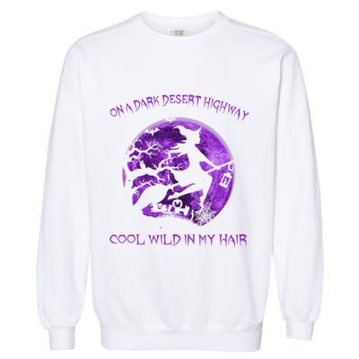 Witch Riding Brooms On A Dark Desert Highways Halloween Gift Garment-Dyed Sweatshirt