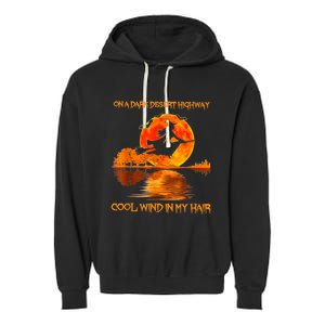 Witch Riding Brooms On A Dark Desert Highways Halloween Garment-Dyed Fleece Hoodie