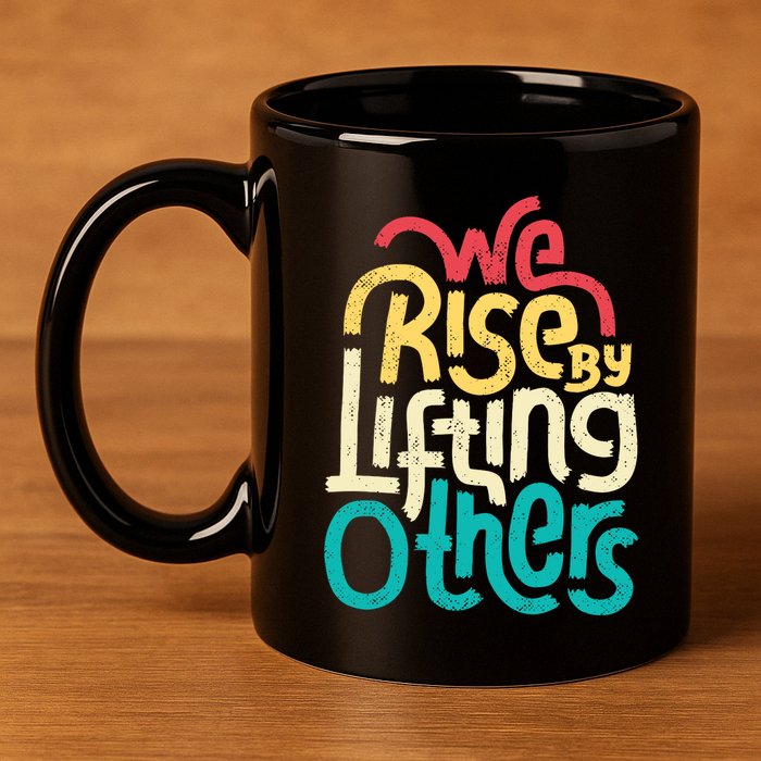 We Rise By Lifting Others Motivational Inspirational Quote 11oz C Handle Ceramic Mug