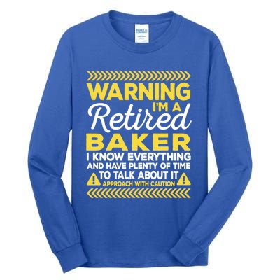 Warning Retired Baker Funny Baking Humor Pastry Chef Gift Tall Long Sleeve T-Shirt