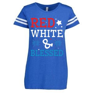 White Red Blessed America American Usa Flag 4th Of July Gift Enza Ladies Jersey Football T-Shirt