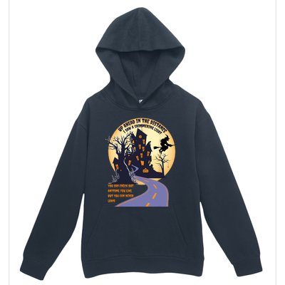 Witch Riding Broom On A Dark Desert Highway Halloween Moon Urban Pullover Hoodie