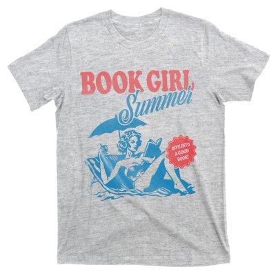 Women Retro Book Girl Summer Bookish Vacation Funny Reader T-Shirt