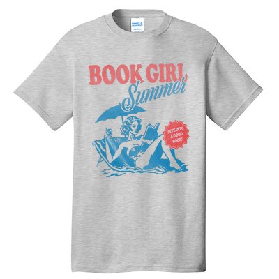 Women Retro Book Girl Summer Bookish Vacation Funny Reader Tall T-Shirt