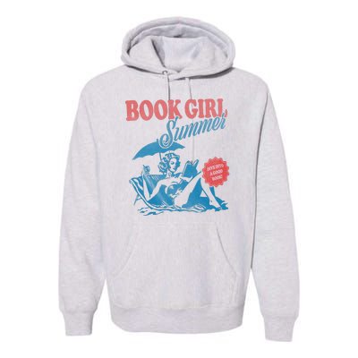 Women Retro Book Girl Summer Bookish Vacation Funny Reader Premium Hoodie