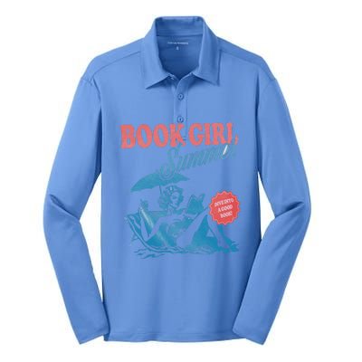 Women Retro Book Girl Summer Bookish Vacation Funny Reader Silk Touch Performance Long Sleeve Polo