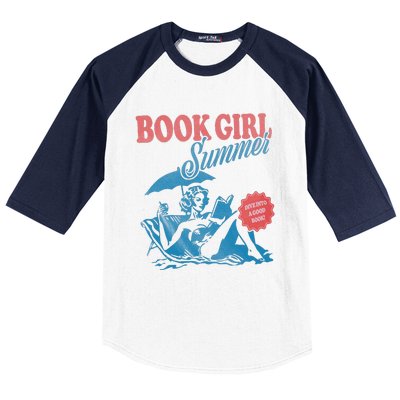 Women Retro Book Girl Summer Bookish Vacation Funny Reader Baseball Sleeve Shirt