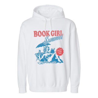 Women Retro Book Girl Summer Bookish Vacation Funny Reader Garment-Dyed Fleece Hoodie