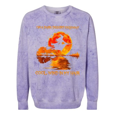 Witch Riding Brooms On A Dark Desert Highways Halloween Colorblast Crewneck Sweatshirt