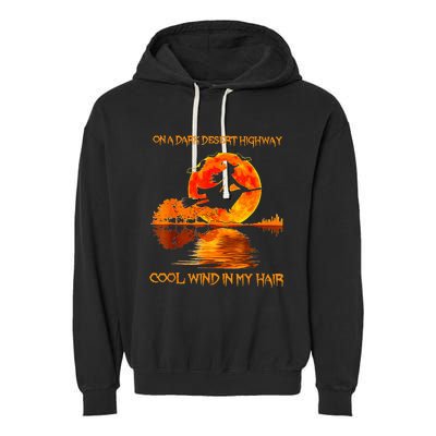 Witch Riding Brooms On A Dark Desert Highways Halloween Garment-Dyed Fleece Hoodie