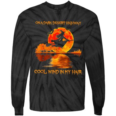 Witch Riding Brooms On A Dark Desert Highways Halloween Tie-Dye Long Sleeve Shirt