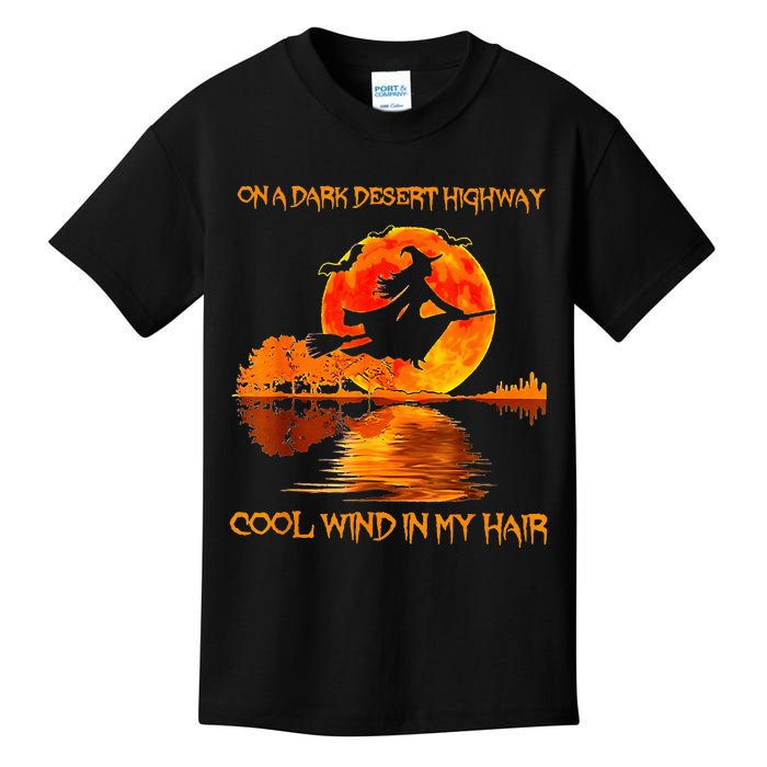 Witch Riding Brooms On A Dark Desert Highways Halloween Kids T-Shirt