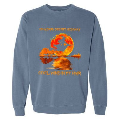 Witch Riding Brooms On A Dark Desert Highways Halloween Garment-Dyed Sweatshirt