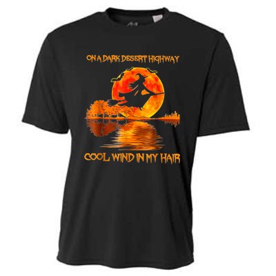 Witch Riding Brooms On A Dark Desert Highways Halloween Cooling Performance Crew T-Shirt