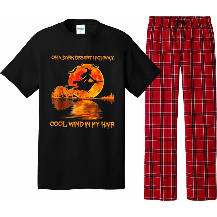 Witch Riding Brooms On A Dark Desert Highways Halloween Pajama Set