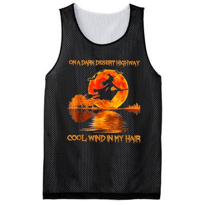 Witch Riding Brooms On A Dark Desert Highways Halloween Mesh Reversible Basketball Jersey Tank