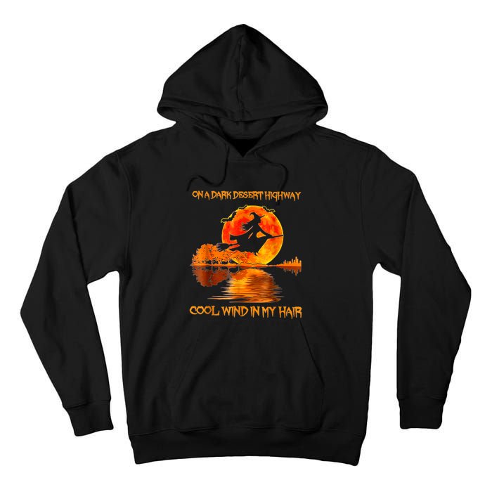 Witch Riding Brooms On A Dark Desert Highways Halloween Tall Hoodie