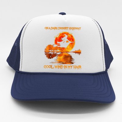 Witch Riding Brooms On A Dark Desert Highways Halloween Trucker Hat