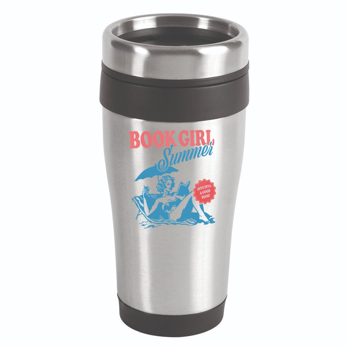 Women Retro Book Girl Summer Bookish Vacation Funny Reader 16oz Travel Tumbler