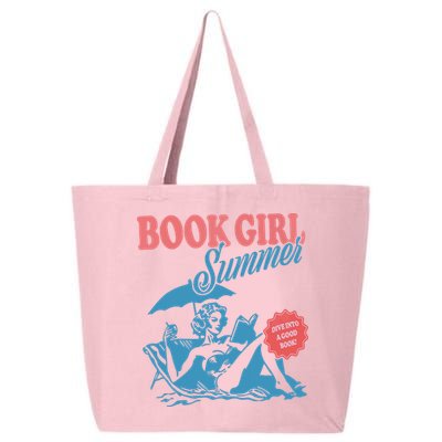 Women Retro Book Girl Summer Bookish Vacation Funny Reader 25L Jumbo Tote