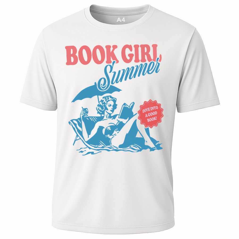 Women Retro Book Girl Summer Bookish Vacation Funny Reader Performance Shirt
