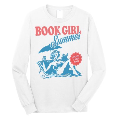 Women Retro Book Girl Summer Bookish Vacation Funny Reader Long Sleeve Shirt