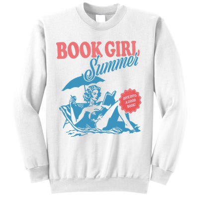 Women Retro Book Girl Summer Bookish Vacation Funny Reader Sweatshirt