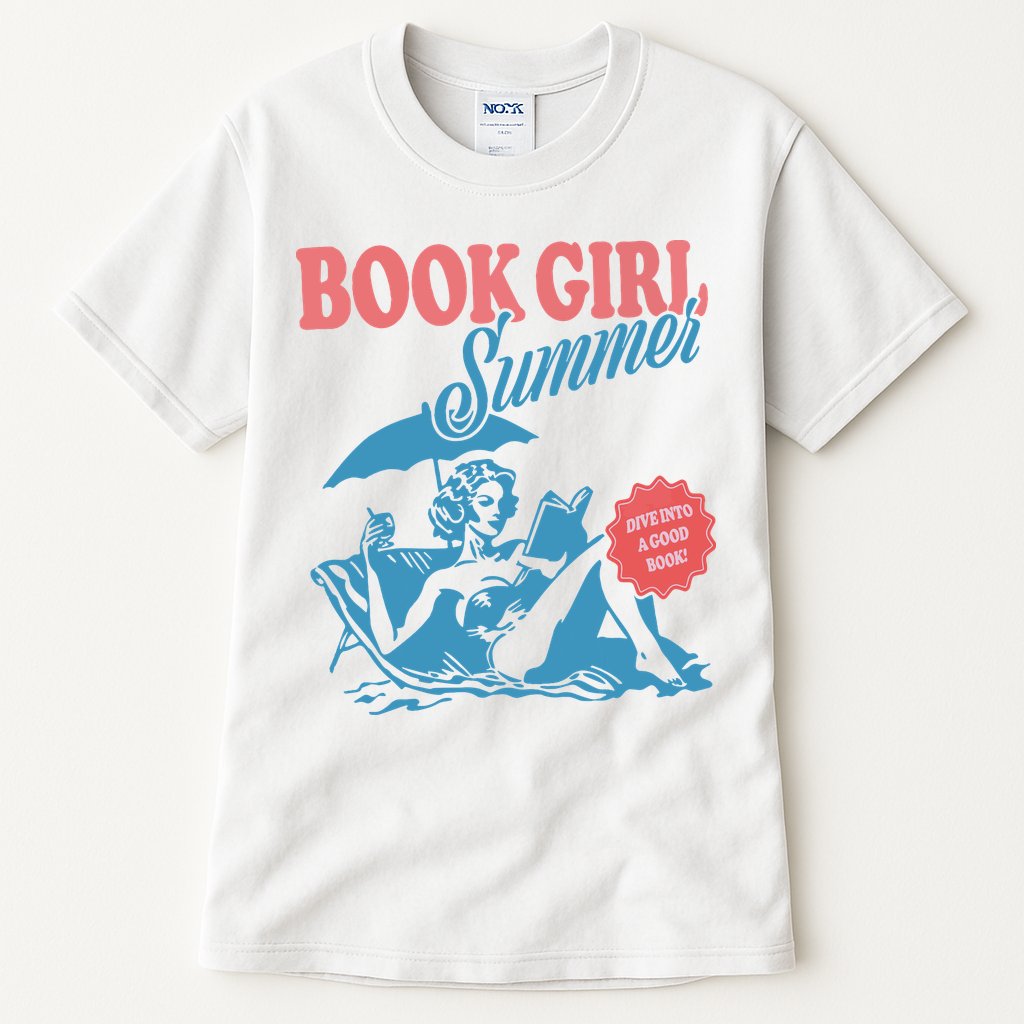 Women Retro Book Girl Summer Bookish Vacation Funny Reader Tall T-Shirt