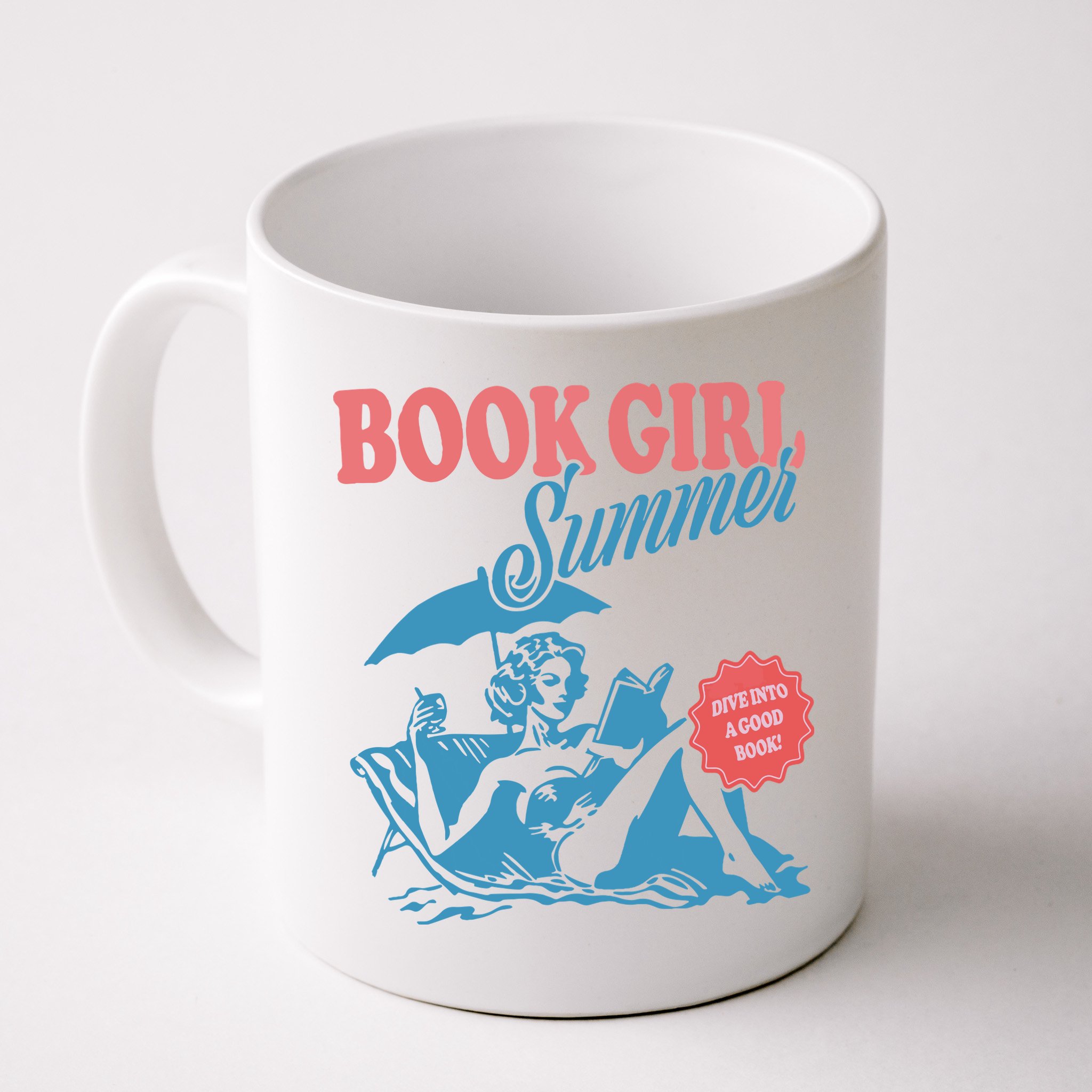 Women Retro Book Girl Summer Bookish Vacation Funny Reader Mug