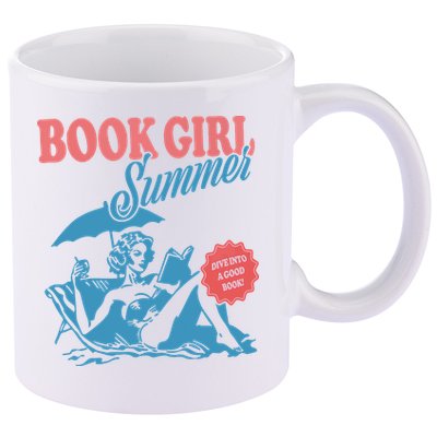 Women Retro Book Girl Summer Bookish Vacation Funny Reader 11oz C Handle Ceramic Mug