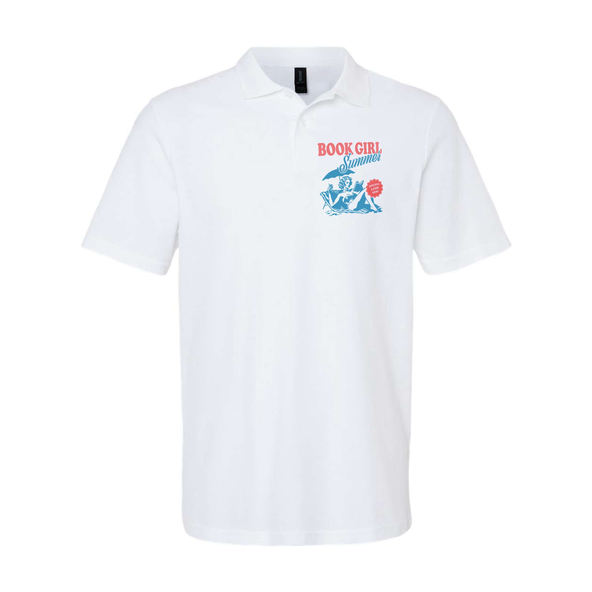 Women Retro Book Girl Summer Bookish Vacation Funny Reader Polo