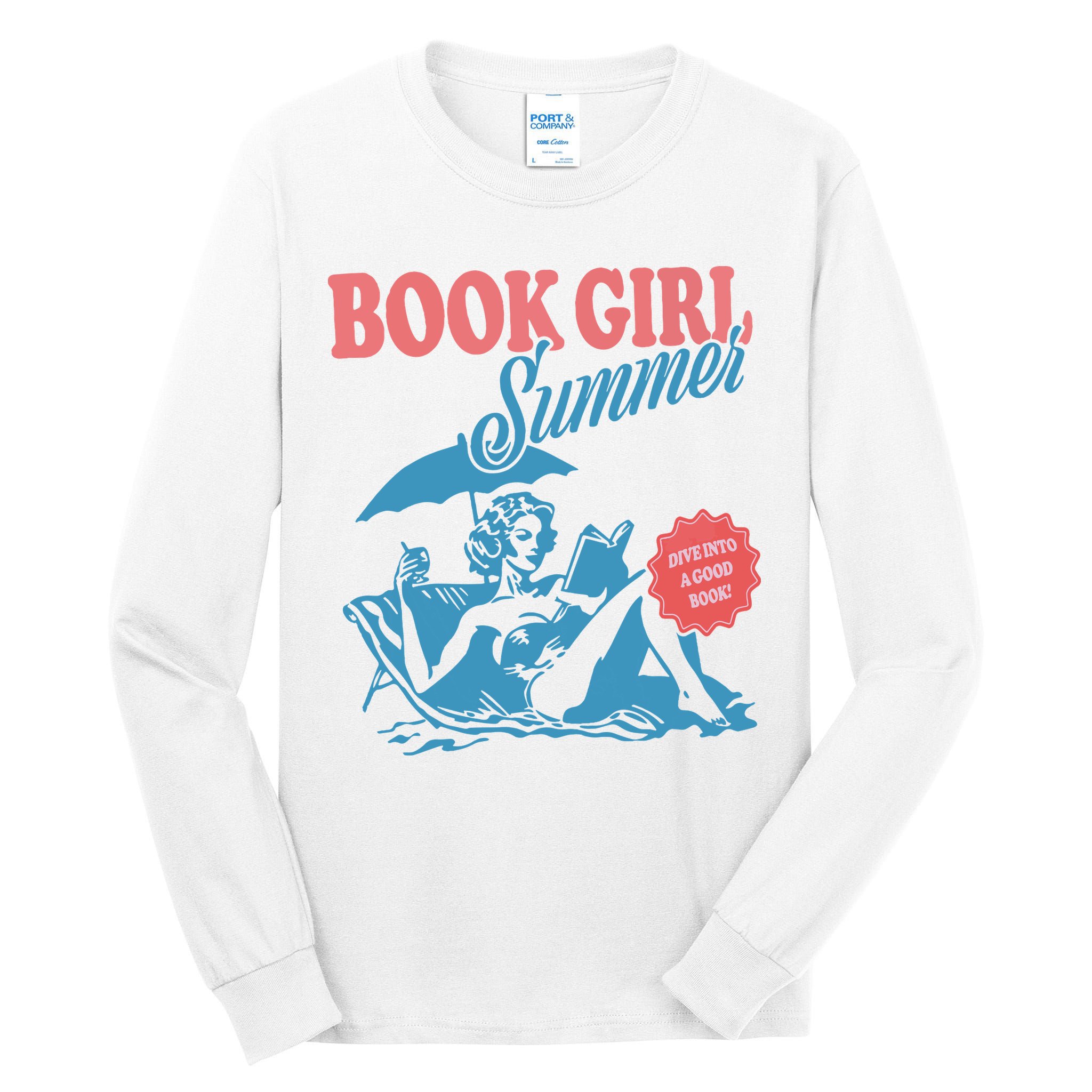 Women Retro Book Girl Summer Bookish Vacation Funny Reader Tall Long Sleeve T-Shirt