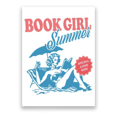 Women Retro Book Girl Summer Bookish Vacation Funny Reader Poster