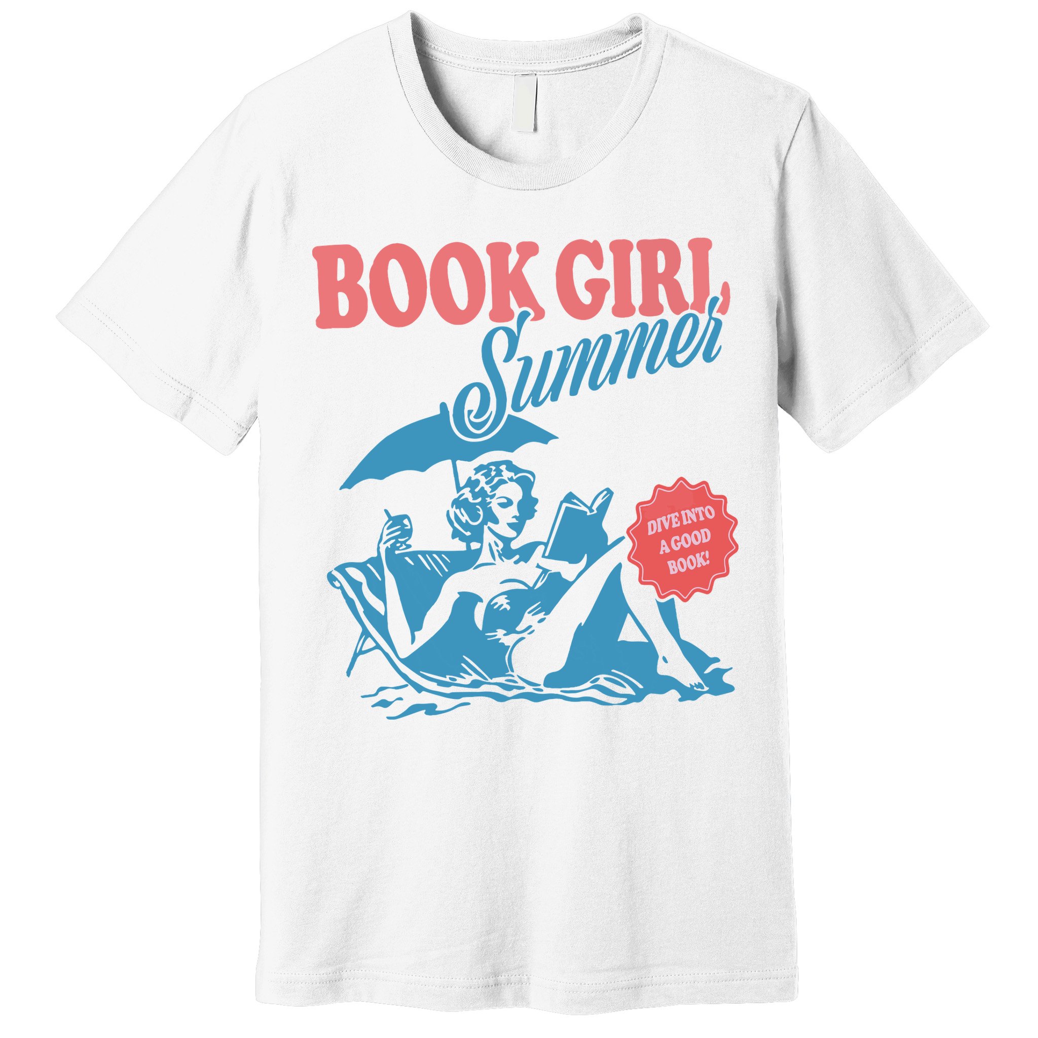 Women Retro Book Girl Summer Bookish Vacation Funny Reader Premium T-Shirt