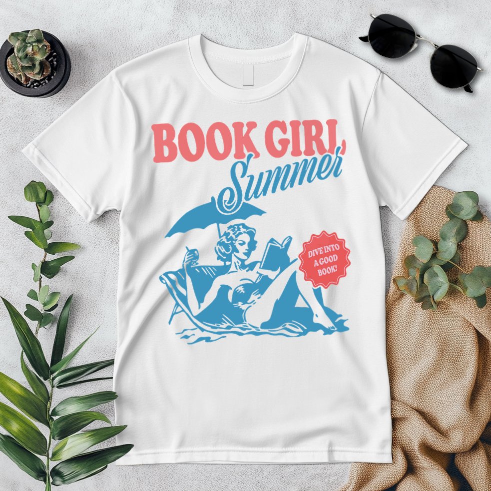 Women Retro Book Girl Summer Bookish Vacation Funny Reader Premium T-Shirt