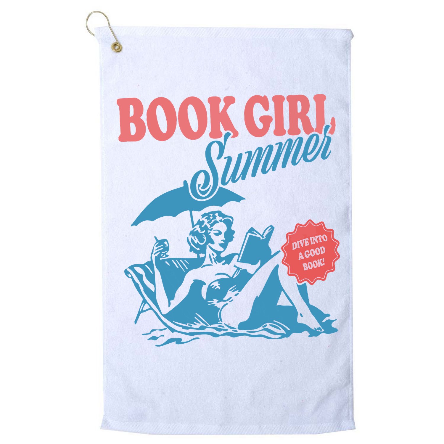 Women Retro Book Girl Summer Bookish Vacation Funny Reader Golf Towel