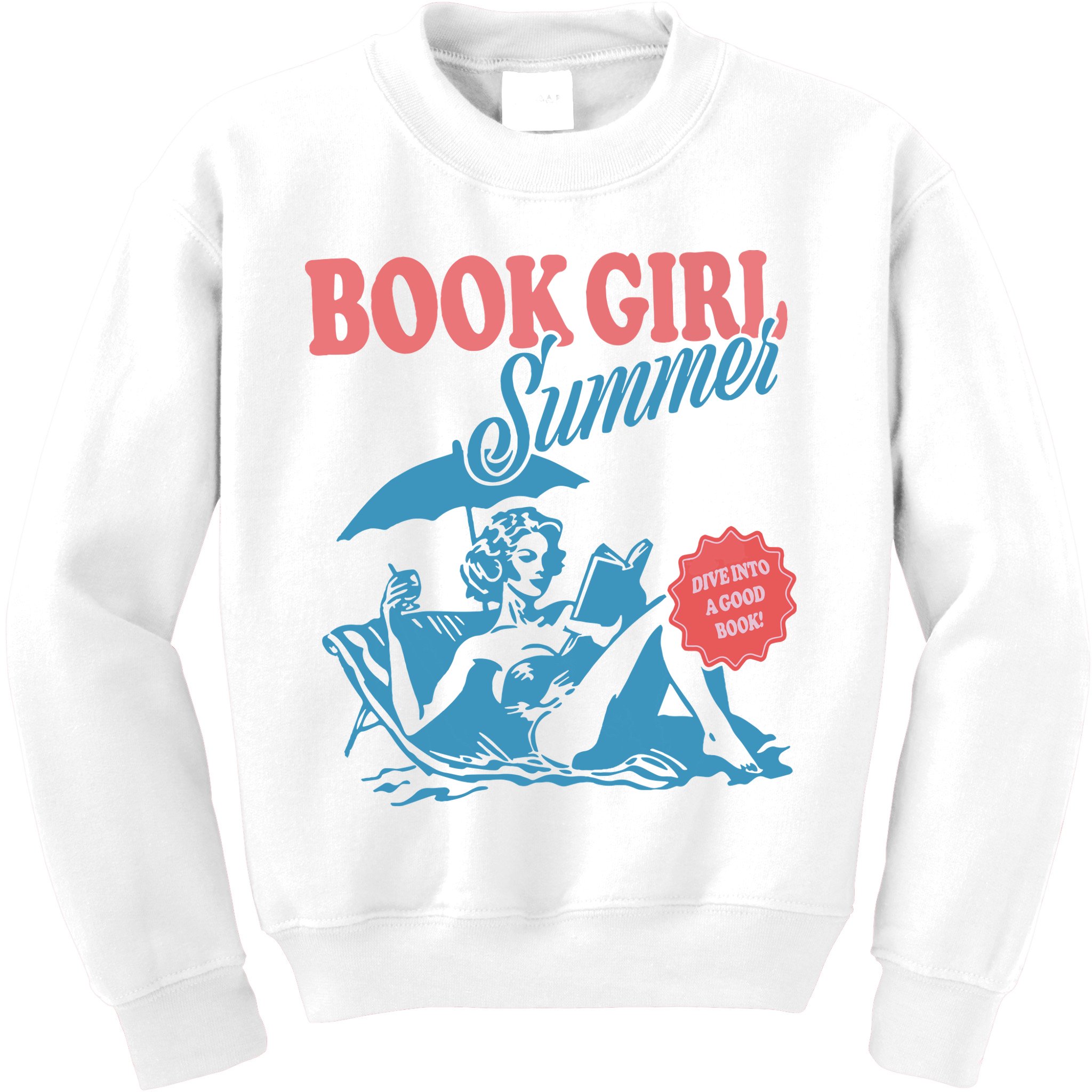 Women Retro Book Girl Summer Bookish Vacation Funny Reader Kids Sweatshirt