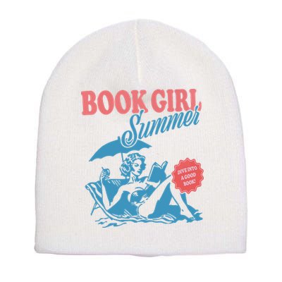 Women Retro Book Girl Summer Bookish Vacation Funny Reader Short Acrylic Beanie