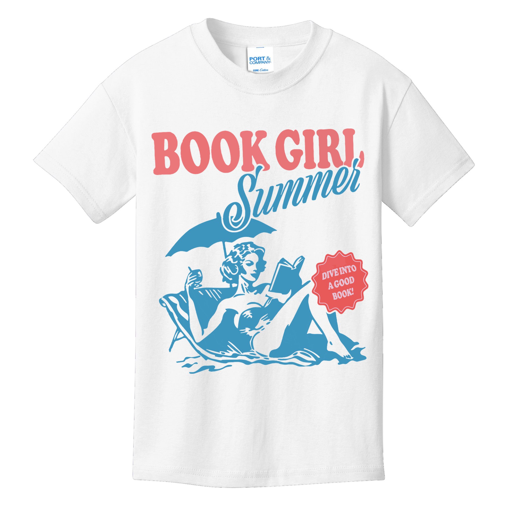 Women Retro Book Girl Summer Bookish Vacation Funny Reader Kids T-Shirt