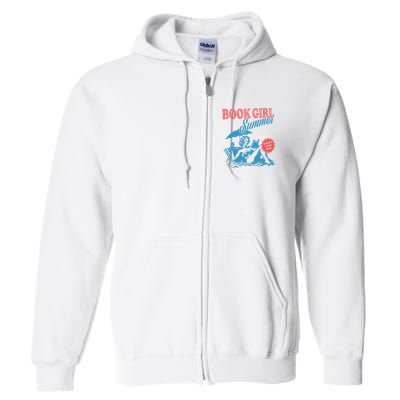Women Retro Book Girl Summer Bookish Vacation Funny Reader Full Zip Hoodie