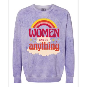 Women's Rights Can Do Anything Feminist Colorblast Crewneck Sweatshirt