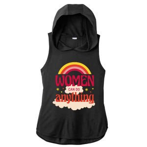 Women's Rights Can Do Anything Feminist Ladies PosiCharge Tri-Blend Wicking Draft Hoodie Tank