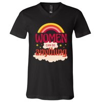 Women's Rights Can Do Anything Feminist V-Neck T-Shirt