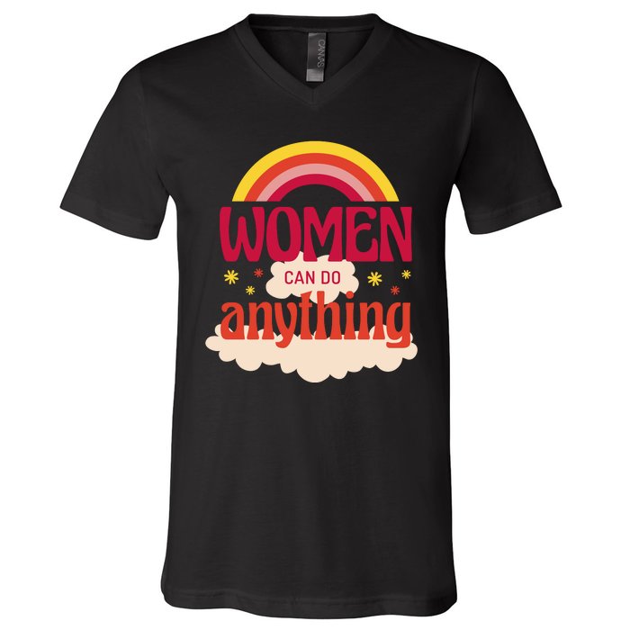 Women's Rights Can Do Anything Feminist V-Neck T-Shirt